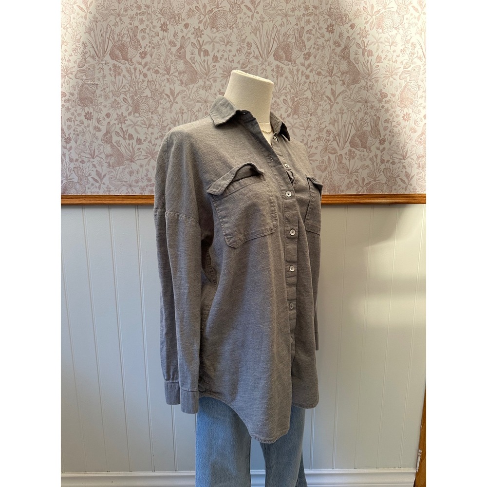 Babaton The Group Grey Cotton Wool Oversized Button-Up Shirt - Picture 7 of 9